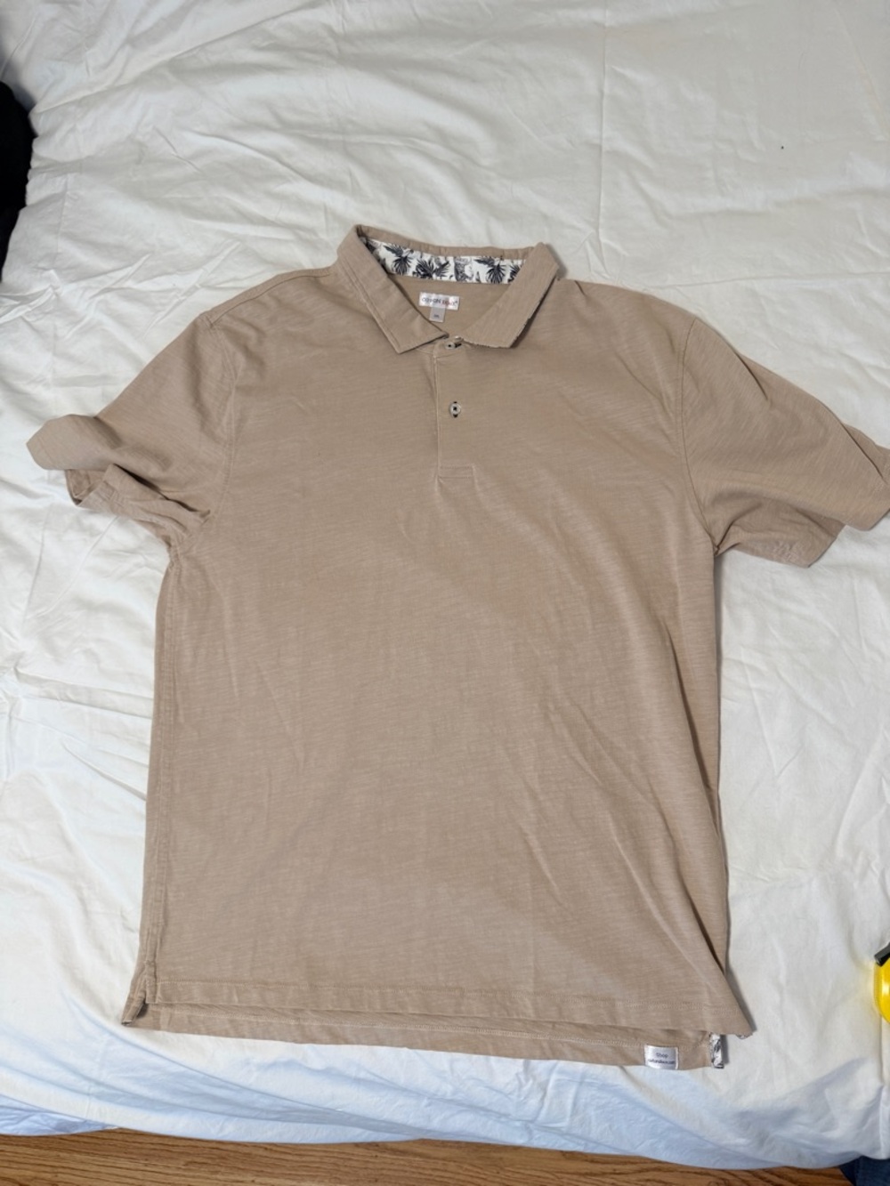 Men's Lightweight Tan Polo with Contrast Collar
